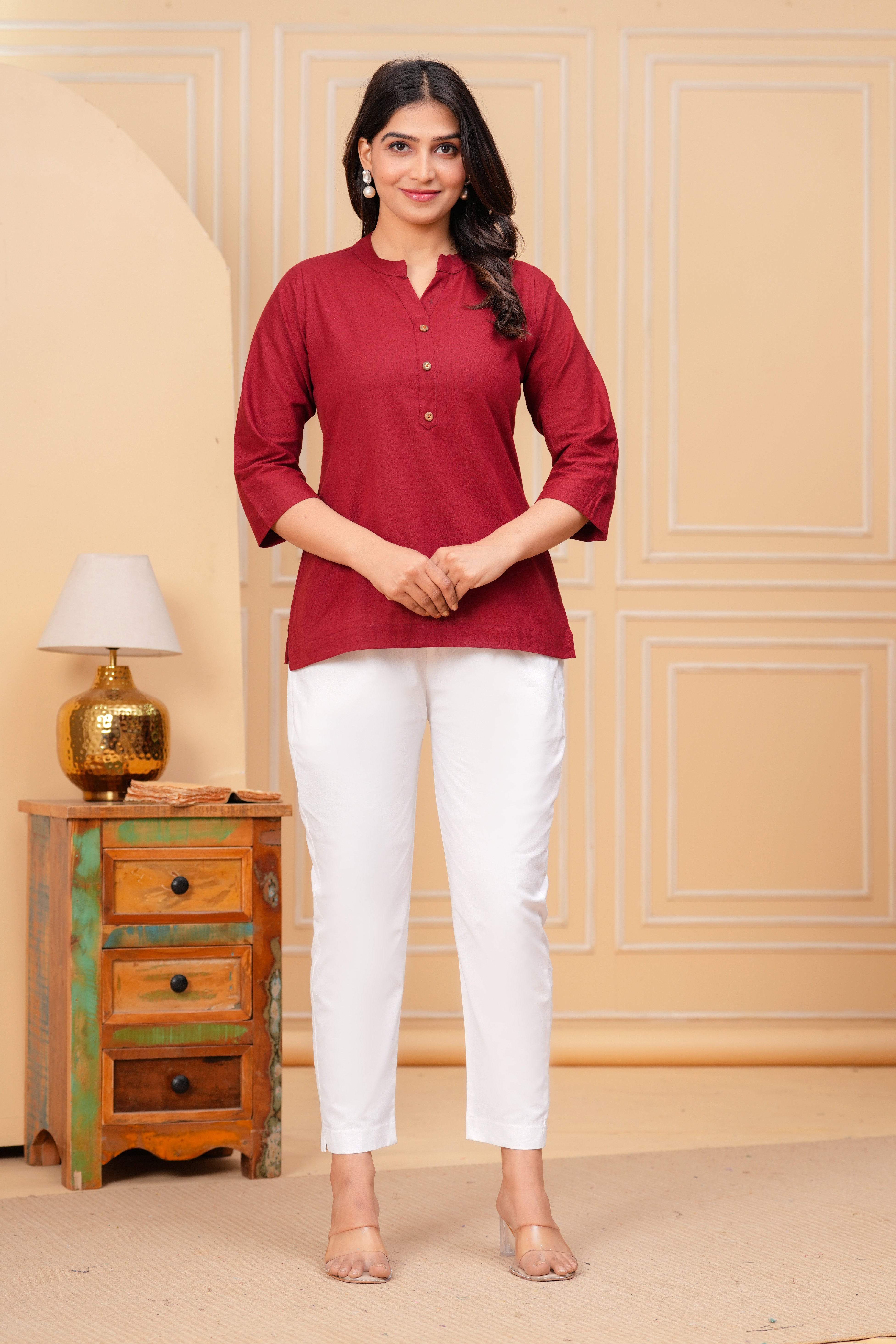 Linen Solid Short Kurta